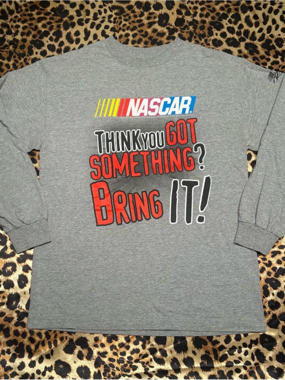Y2K NASCAR Racing Heather Grey Long Sleeve Shirt